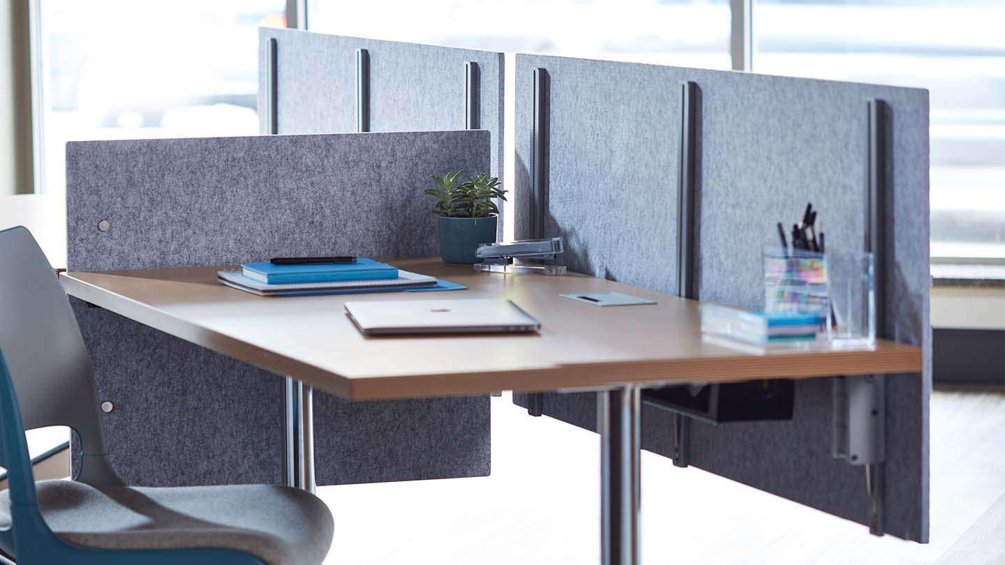 Universal Privacy Desk Modesty Screen with Fabric Surface
