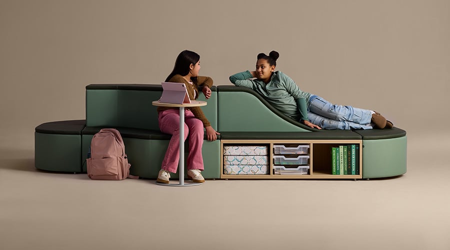 Two children on Clamber Tiered Seating