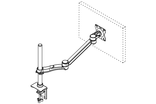 Single Screen - Height Adjustable Double Extension Arm