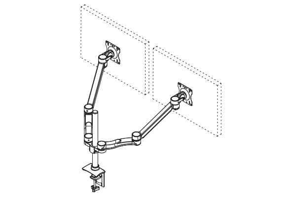 Dual Screen - Height Adjustable Double Extension Arms